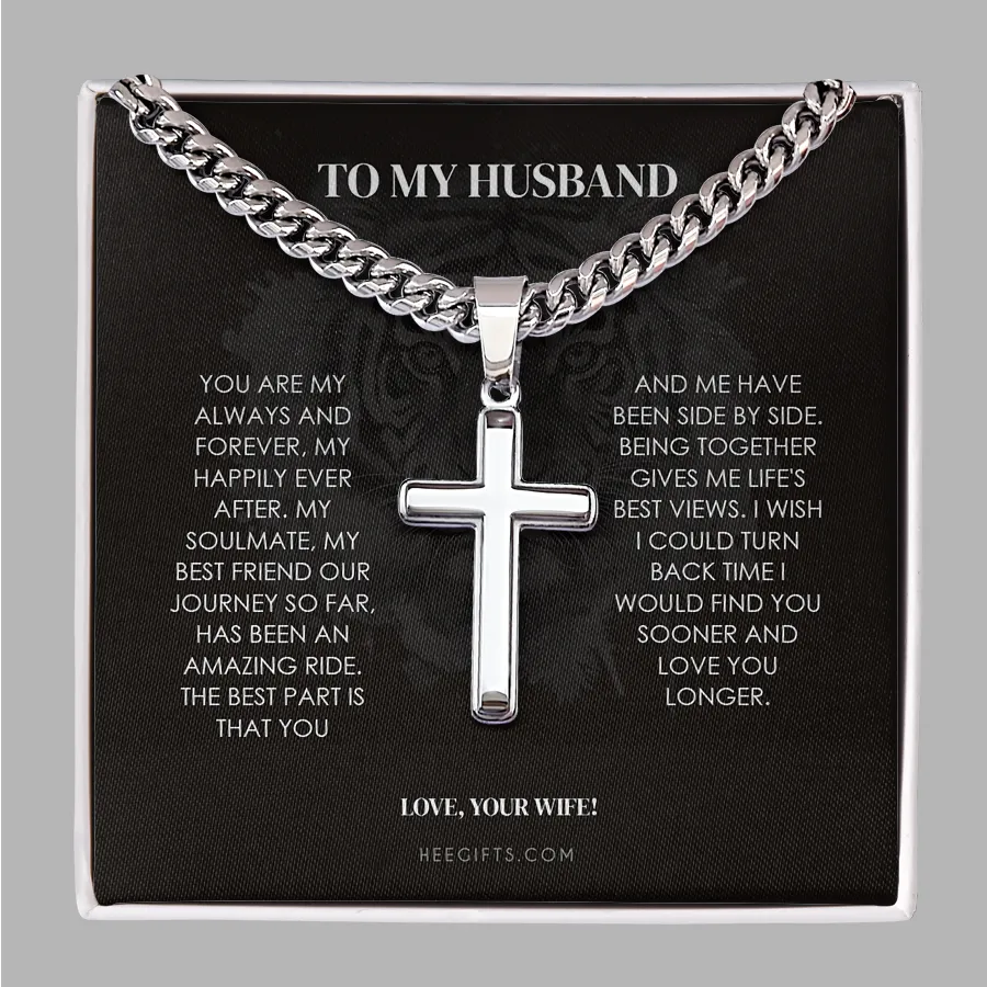 Husband Cuban Link Cross Necklace